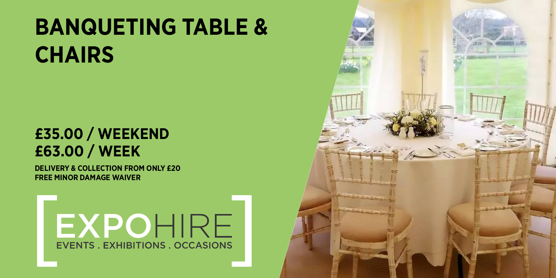 Event table and chair hire sale